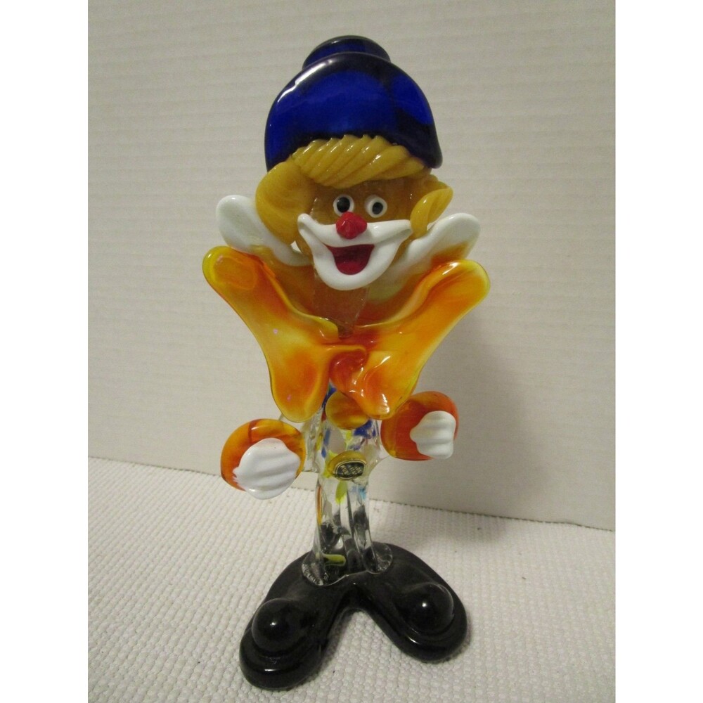 Murano Art Glass Clown - Vibrant Colors- Hand Blown Made in Italy Vintage 1970s